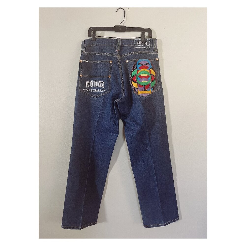 VTG Coogi 90s 34x34 Straight Leg Relaxed Jeans Medium Wash Embroidered Pockets